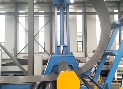 W12CNC16×2500 four-roll plate bending machine: Large-diameter arc rolling on-site by the customer
