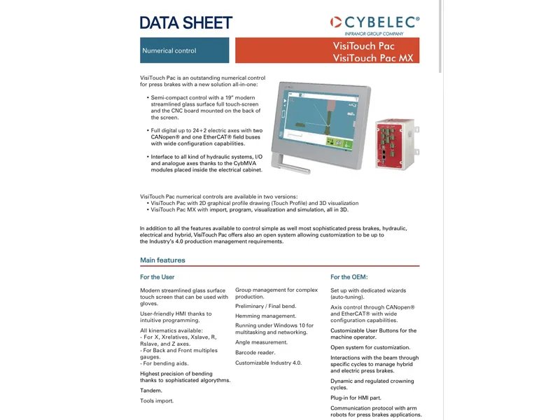 How Cybelec VisiTouch Pac Upgrades Hydraulic & Hybrid Press Brake Automation in Industry 4.0
