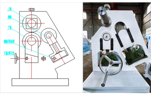 Diagonal upward movement of the drive side rollers
